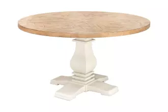 Kulatý jídelní stůl HAMPTONS 120 CM světle hnědý/krémový masiv borovice