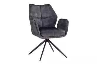 2SET jídelní židle CONCORD otočná 180° tmavě šedá/černá samet