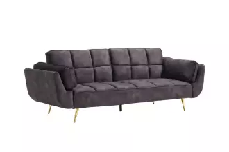 Pohovka BOUTIQUE 215 CM tmavě šedá samet rozkládací