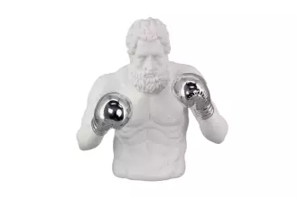 Skulptura BOXER 50 CM bílá/stříbrná