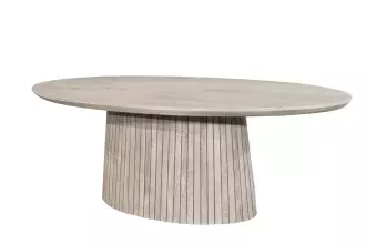 Oválný jídelní stůl ART DECO 220 CM kouřově šedý masiv mango