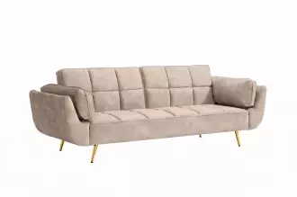 Pohovka BOUTIQUE 215 CM šampaňská béžová samet rozkládací
