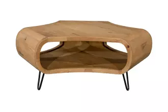 Konferenční stolek SPIN 90 CM krémový masiv mango