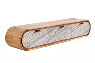 Závěsný televizní stolek ORGANIC 160 CM masiv akácie/kamenná dýha